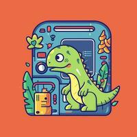 Cute baby Dinosaur cartoon reptile trex raptor illustration vector