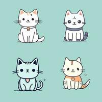 Cute Cat kawaii cartoon kitty meow kitten illustration set collection vector