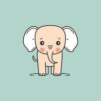 A cute and kawaii elephant with big, round eyes and a playful expression, perfect for kids' designs and fun projects vector