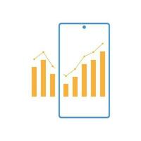Computer and smartphone screen Illustration With Financial Charts and Graphs Screen. vector