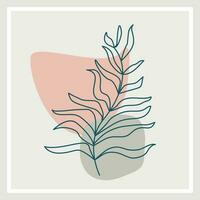 Exotic monstera drawing summer tropical leaf hand drawn on white background minimalist design palm. Monstera leaf Minimal Line Style. drawing Abstract Vector illustration.