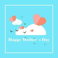 Mothers day design over landscape background , clouds, birds and hearts vector illustration.