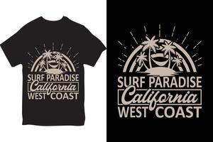 Summer T-shirt Design, Summer paradise, Surfing Paradise, Break The Waves, Sea Beach, California Beach, Santa Monica Beach, Enjoy Great Summer, T-shirt, Typography T-shirt Design vector