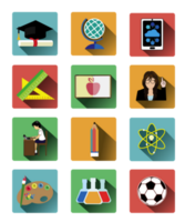 Illustration of Modern flat education icons set png