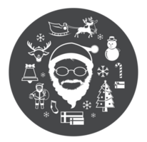 Big grey icons of Santa claus and Christmas Day png