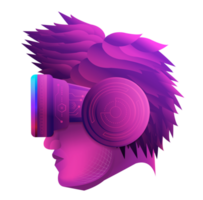 Metaverse Technology concept. A man head  facing png