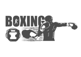 Preto e branco ataque conceito para boxe logotipo conjunto png