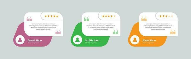 Simple minimalist client feedback or review rating card with abstract shape vector