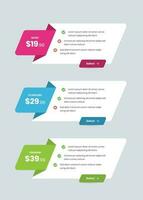 Simple Pricing comparison card with check point for website vector