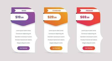 Minimalistic gradient pricing comparison table for mobile and web design vector