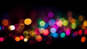 Colorful bokeh night light background. Abstract blurred defocused multicolored evening night light background and backdrop. photo