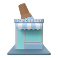 3D rendering of a ice cream shop building illustration png