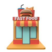 3d representación de un rápido comida tienda edificio ilustración png