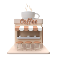 3d renderen van een koffie winkel gebouw. voorwerp Aan een transparant achtergrond. png