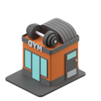 3D rendering of a isometric gym building illustration png