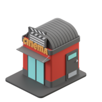 3D rendering of a isometric cinema building illustration png