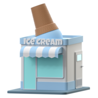 3D rendering of a ice cream shop building illustration png