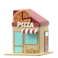 3D rendering of a pizza shop building illustration png