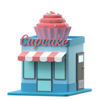 3d le rendu de une petit gâteau magasin bâtiment illustration png