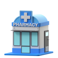 3D rendering of a pharmacy building illustration png