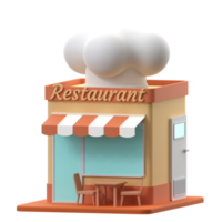 3D rendering of a restaurant building illustration png