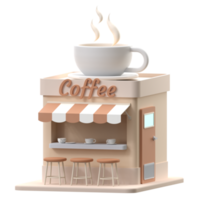 3D rendering of a coffee shop building. Object on a transparent background. png