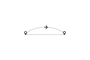 Set of dashed line plane car and bicycle route with location icon flat design vector