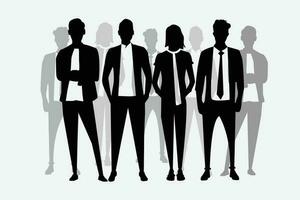 business people young silhouettes standing casual and business outfits vector