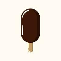 Chocolate ice cream on a stick, cold and delicious in chocolate icing. Vector, object, EPS10. vector