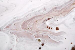 Acrylic Fluid Art. White and beige waves and stains. Abstract marble agate stone background or texture photo