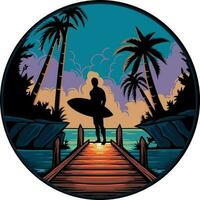 Surfer silhouette vector illustration