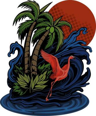 Flamingo bird vector illustration
