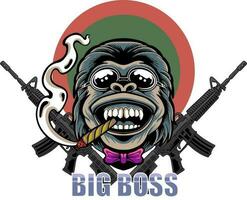 Big boss monkey vector illustration