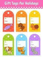 Bright stickers. Gift tags. For holidays with space for your text. Rectangular label. Color vector isolated illustration.