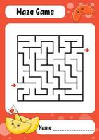 Square maze. Game for kids. Funny labyrinth. Education developing worksheet. Activity page. Puzzle for children. cartoon style. Riddle for preschool. Logical conundrum. Color vector illustration.