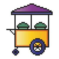 carrito de comida callejera pixel art aislado sobre fondo blanco. ilustración vectorial vector