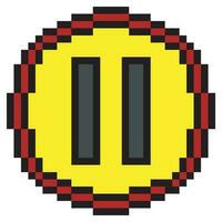 Pause button icon with pixel art vector