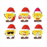 Santa Claus emoticons with gold trophy cartoon character vector