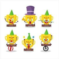 dibujos animados personaje de oro trofeo con varios circo muestra vector