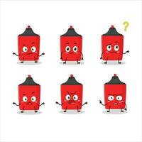 Cartoon character of red highlighter with what expression vector