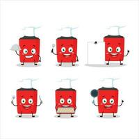 Cartoon character of red highlighter with various chef emoticons vector