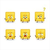 Cartoon character of gold first button with what expression vector