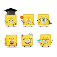 School student of gold first button cartoon character with various expressions vector