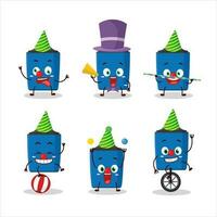 Cartoon character of new blue highlighter with various circus shows vector