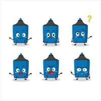 Cartoon character of new blue highlighter with what expression vector