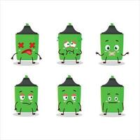 New green highlighter cartoon character with nope expression vector