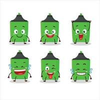 Cartoon character of new green highlighter with smile expression vector