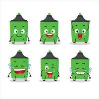 Cartoon character of new green highlighter with smile expression vector