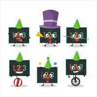 Cartoon character of numeric on board with various circus shows vector