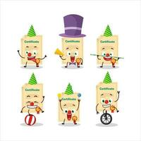 Cartoon character of award paper with various circus shows vector